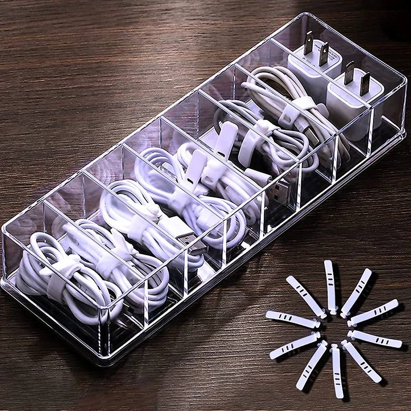 Plastic Cable Management Box 10 Wire Tie Clear Power Cord Organizer 8 Compartment Electronics Organizer Desk Accessories Storage
Plastic Cable Management Box 10 Wire Tie Clear Power Cord Organizer 8 Compartment Electronics Organizer Desk Accessories Storage