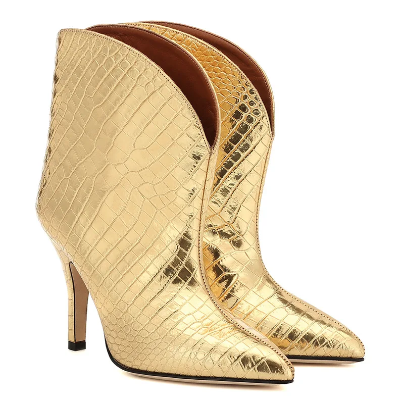 Женские ботильоны на высоком каблуке, с острым носком
Женские ботильоны на высоком каблуке, с острым носком