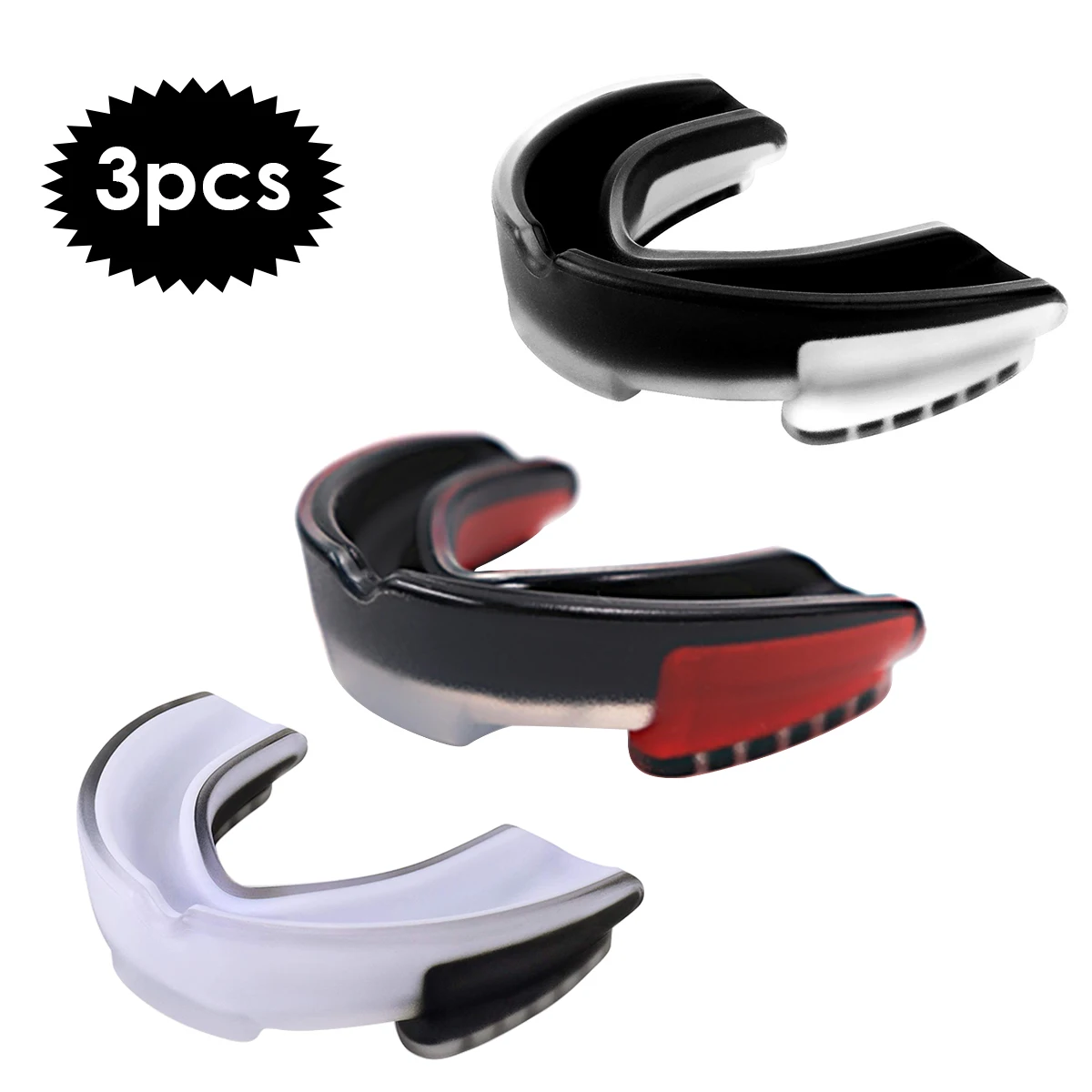 3pcs Sports Mouth Guard EVA Moldable Teeth Protective Mouthguard for Basketball Boxing
3pcs Sports Mouth Guard EVA Moldable Teeth Protective Mouthguard for Basketball Boxing
