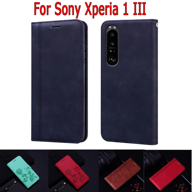 Чехол книжка для Sony Xperia 1 iii защитный чехол телефона 1iii кожаный бумажник|Бамперы| |