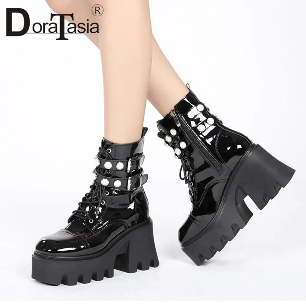 DORATASIA Brand New Ladies Platform Motorcycle Boots Fashion Pearl Chunky High Heels Ankle Boots Women Party Office Shoes Woman
DORATASIA Brand New Ladies Platform Motorcycle Boots Fashion Pearl Chunky High Heels Ankle Boots Women Party Office Shoes Woman
