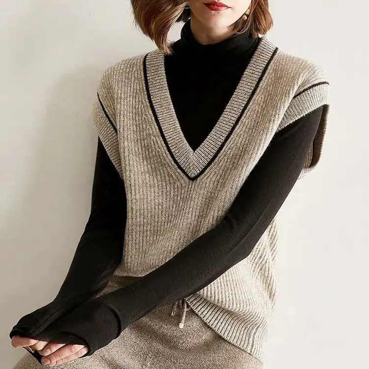 2020 korean style V-neck color patchwork v neck vest sweaters womens knitted sweaters Vest Fashion Clothing
2020 korean style V-neck color patchwork v neck vest sweaters womens knitted sweaters Vest Fashion Clothing
