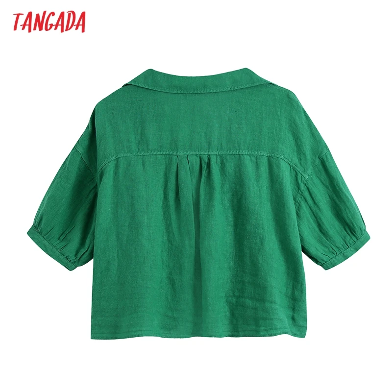 Tangada Women Summer Solid Green Cropped Blouses Vintage Short Sleeve Button-up Female Shirts Blusas Chic Tops BE796
Tangada Women Summer Solid Green Cropped Blouses Vintage Short Sleeve Button-up Female Shirts Blusas Chic Tops BE796