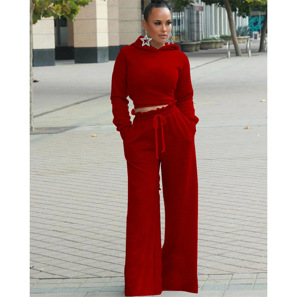 Spring Backless Hoodie Wide Leg Pants Two Piece Set for Women Solid Color Hooded Women Tracksuits
Spring Backless Hoodie Wide Leg Pants Two Piece Set for Women Solid Color Hooded Women Tracksuits