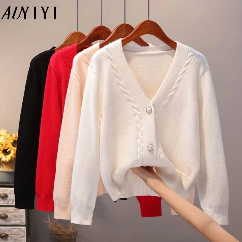 Sweater Cardigan Women Autumn Winter New V Neck Pearl Single Breasted Loose Short Thicken Sweater Sweet Long Sleeve Knitting Top
Sweater Cardigan Women Autumn Winter New V Neck Pearl Single Breasted Loose Short Thicken Sweater Sweet Long Sleeve Knitting Top