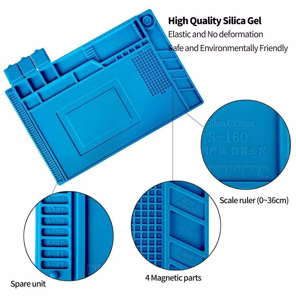Silicone Heat Insulation Desk Pad Mat Heat-Resistant Adsorption Soldering Mat Station Repair Phone Maintenance Platform
Silicone Heat Insulation Desk Pad Mat Heat-Resistant Adsorption Soldering Mat Station Repair Phone Maintenance Platform