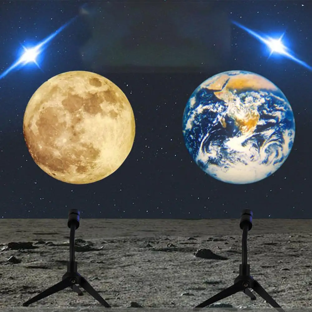 

Проектор звездный 2 в 1 проекционная лампа земля Луна вращающийся на 360 ° кронштейн USB светодиодный ночсветильник для проектора украшения сп...