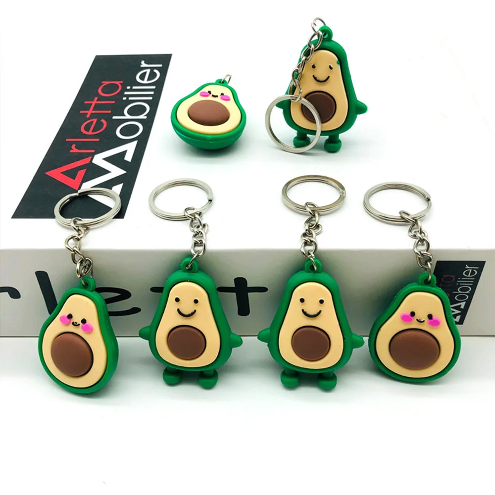 Творческое моделирование фруктов авокадо улыбка-Форма d брелок мягкой смолы 3D