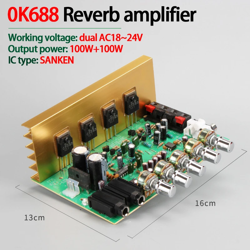 

KYYSLB 100W*2 4~8ohm Dual-group AC18-24V 688 2.0 Channel Power Amplifier Board with Reverb High Power Amplifier Board