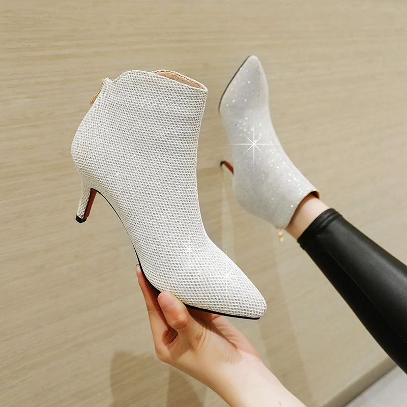 WETKISS High Heels Thin Boots Women Sequined Ankle Booties Female Shoes Ladies Party Pointed Toe Bling Shoes Women Winter 2020
WETKISS High Heels Thin Boots Women Sequined Ankle Booties Female Shoes Ladies Party Pointed Toe Bling Shoes Women Winter 2020