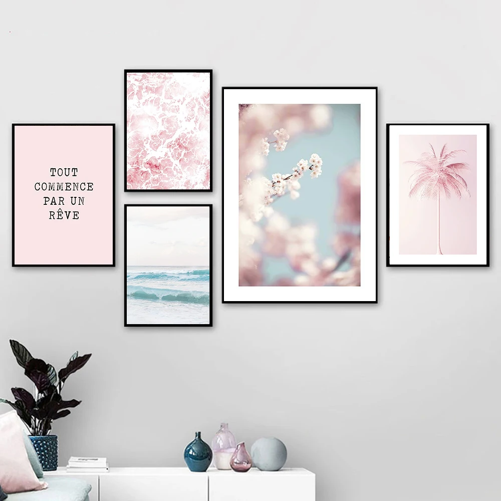 Pink Flower Seascape Canvas Painting Print Letter Poster Palm Tree Sea Wave Cherry Blossom Wall Art Pictures for Living Room
Pink Flower Seascape Canvas Painting Print Letter Poster Palm Tree Sea Wave Cherry Blossom Wall Art Pictures for Living Room