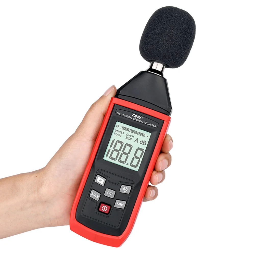 TASI TA8151Digital Sound Level Meter Noise Tester 30-130dB Sound Detector Decible Audio Measuring Instrument Alarm Decibel meter 
TASI TA8151Digital Sound Level Meter Noise Tester 30-130dB Sound Detector Decible Audio Measuring Instrument Alarm Decibel meter