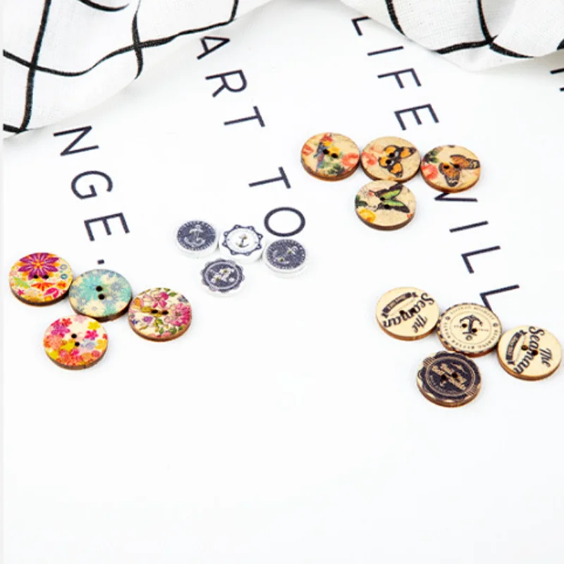 50pcs Mix Series Retro Wood Buttons Handwork Sewing Scrapbook Clothing Crafts Accessories Gift Card 15-25mm WD0013 
50pcs Mix Series Retro Wood Buttons Handwork Sewing Scrapbook Clothing Crafts Accessories Gift Card 15-25mm WD0013