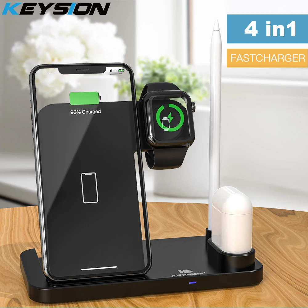 KEYSION Быстрое беспроводное зарядное устройство 4 в 1 для iPhone 11 XR, беспроводная зарядная подставка для Apple Watch, зарядная док-станция для Airpods
KEYSION Быстрое беспроводное зарядное устройство 4 в 1 для iPhone 11 XR, беспроводная зарядная подставка для Apple Watch, зарядная док-станция для Airpods