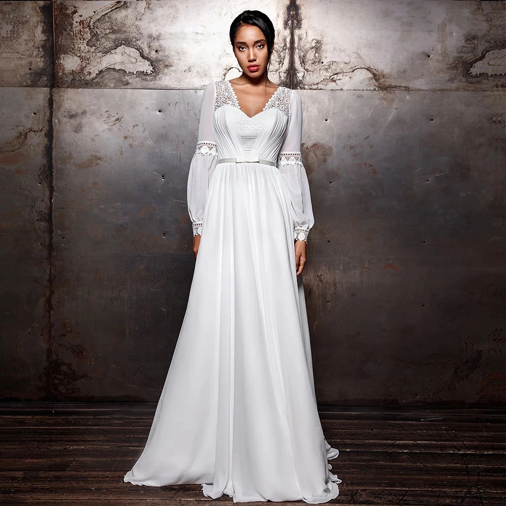 Elegant Appliqued Lantern Sleeve A-line Draped Bands Sexy Bow Long Backless Illusion Wedding Dresses For Women Roycebridal
Elegant Appliqued Lantern Sleeve A-line Draped Bands Sexy Bow Long Backless Illusion Wedding Dresses For Women Roycebridal