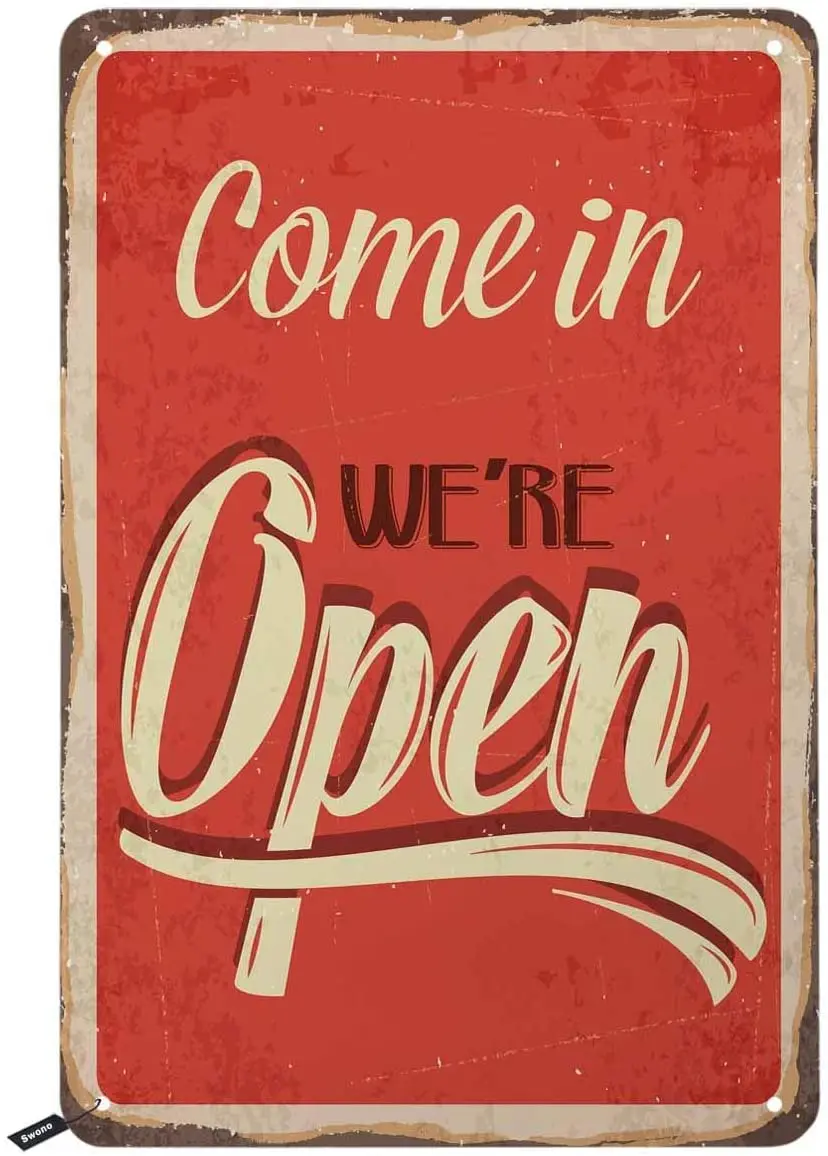 Come in We are Open Tin Signs,Vintage Metal Tin Sign for Men Women,Wall Decor for Bars,Restaurants,Cafes Pubs,12x8 Inch
Come in We are Open Tin Signs,Vintage Metal Tin Sign for Men Women,Wall Decor for Bars,Restaurants,Cafes Pubs,12x8 Inch
