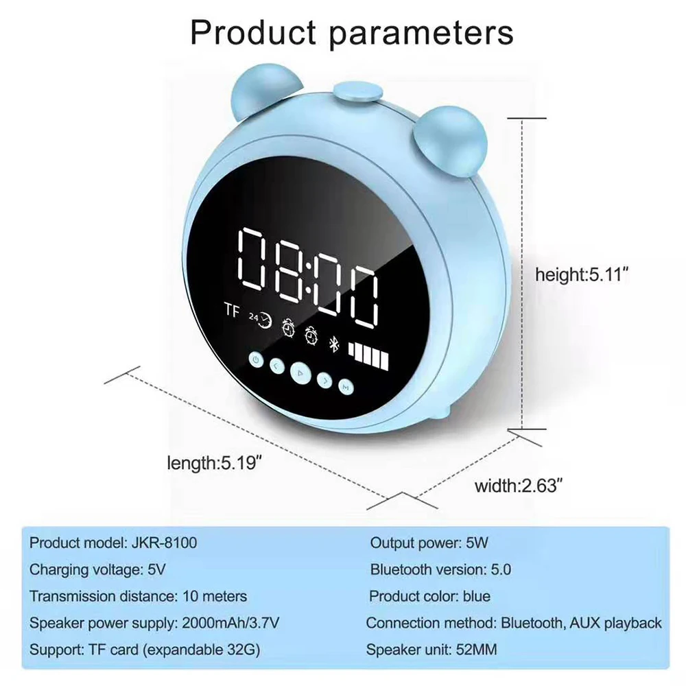 Wireless Speaker Bluetooth 5.0 Digital Display LED Alarm Clock Night Light FM Radio Stereo Bass Subwoofer HiFi Speaker
Wireless Speaker Bluetooth 5.0 Digital Display LED Alarm Clock Night Light FM Radio Stereo Bass Subwoofer HiFi Speaker