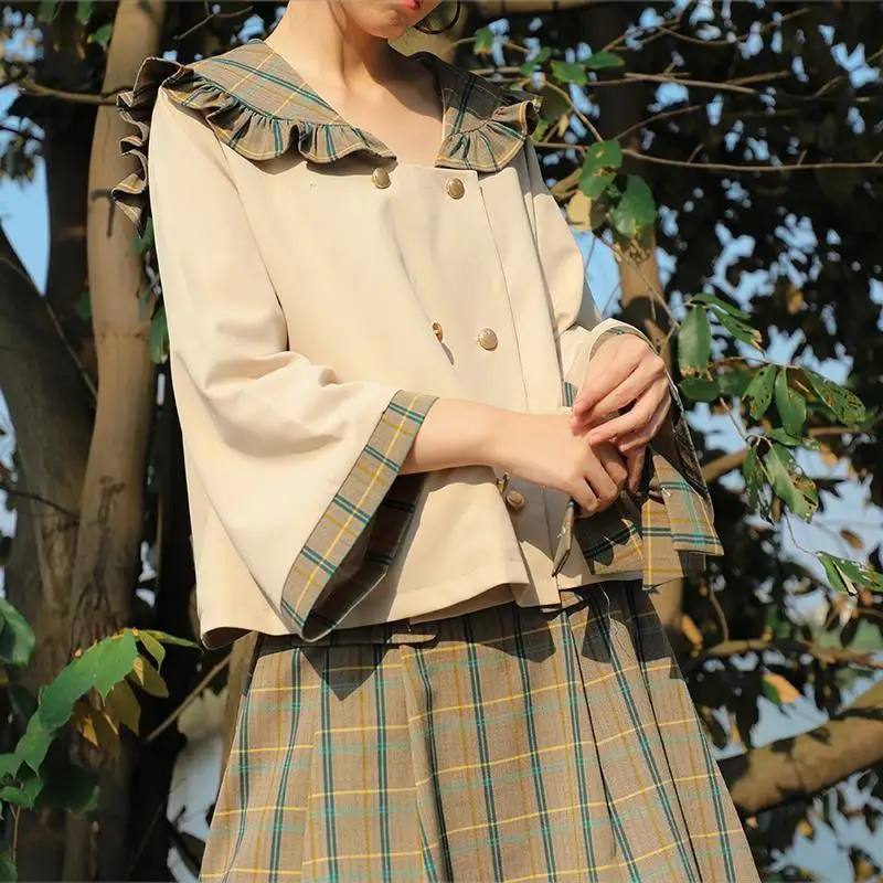 Harajuku two piece set Long sleeve shirts & High waist Plaid Skirts ropa mujer summer clothes for women skirt sets Top Quality
Harajuku two piece set Long sleeve shirts & High waist Plaid Skirts ropa mujer summer clothes for women skirt sets Top Quality