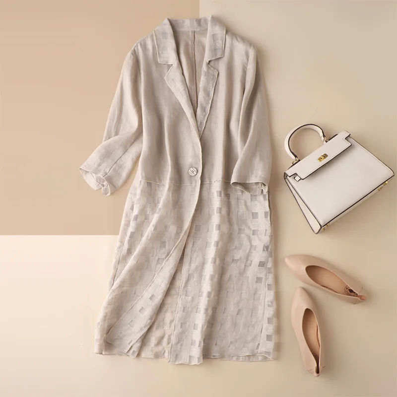 Shuchan Linen Patchwork Organza Long Jackets High Street Summer Three Quarter Sleeve Button Up Collar Long Cardigan
Shuchan Linen Patchwork Organza Long Jackets High Street Summer Three Quarter Sleeve Button Up Collar Long Cardigan