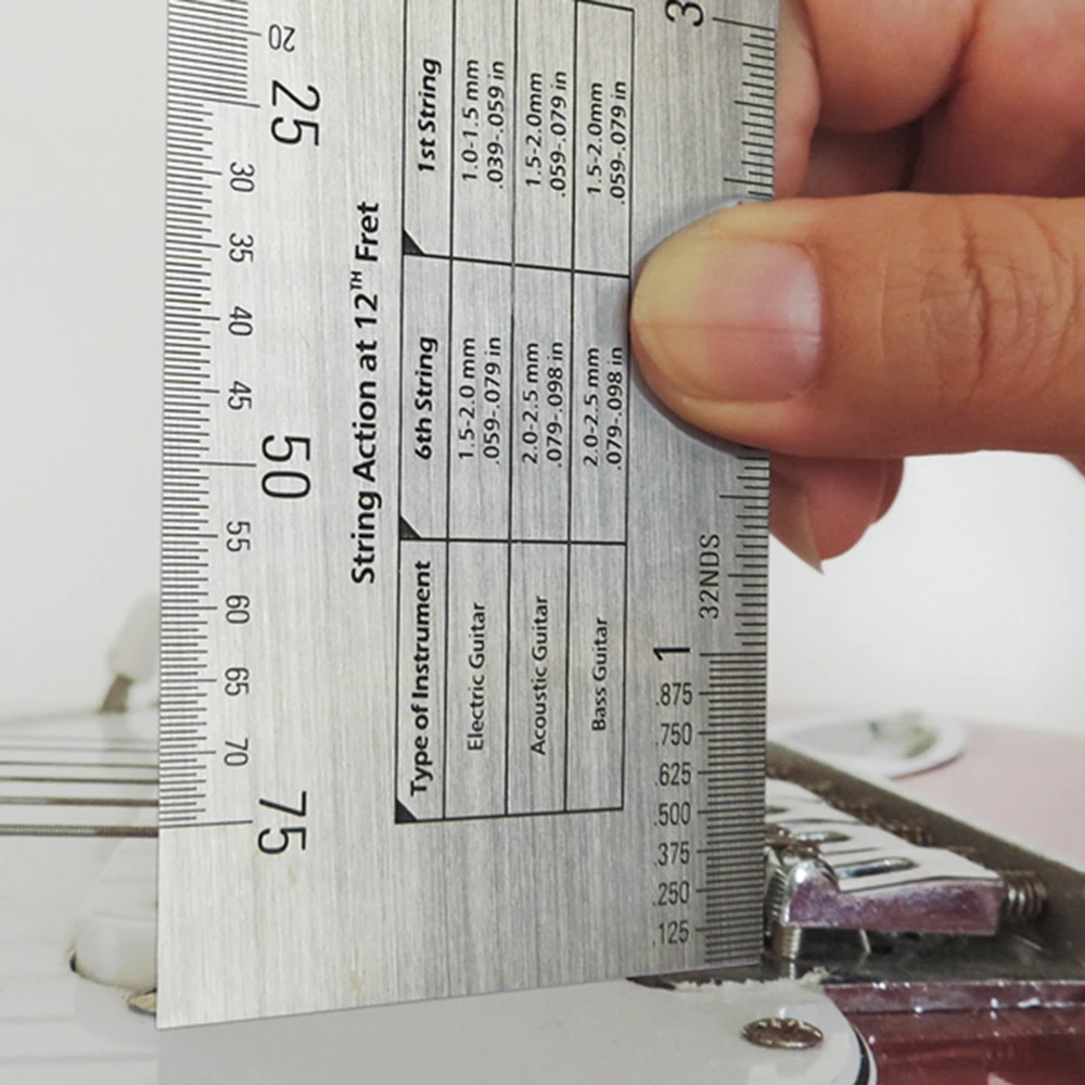 Guitar Measuring Ruler Mini Portable String Action Gauge Ruler Guide Setup Guitar Measuring Fork Bass Luthier Tool Accurately
Guitar Measuring Ruler Mini Portable String Action Gauge Ruler Guide Setup Guitar Measuring Fork Bass Luthier Tool Accurately
