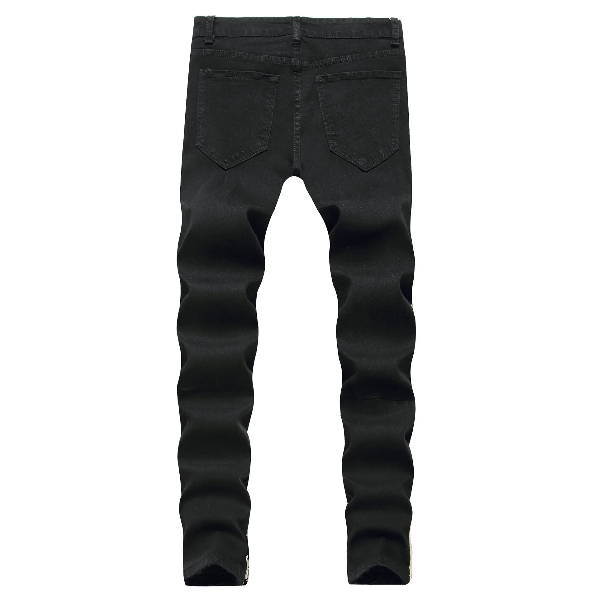 Pantalon Homme Classique New Retro Spijkerbroeken Heren White Striped Side Knee Hole Jean Homme Slim Fit Side Zipper Jeans Men 
Pantalon Homme Classique New Retro Spijkerbroeken Heren White Striped Side Knee Hole Jean Homme Slim Fit Side Zipper Jeans Men