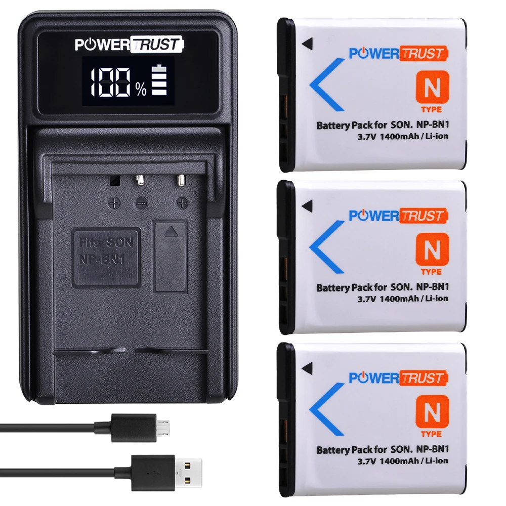 

3x NP-BN1 NPBN1 BN1 Battery + LED Charger for Sony Cyber-Shot DSC-W800,DSC-WX220,DSC-W830,DSC-W810,DSC-QX30,DSC-QX100,DSC-QX10