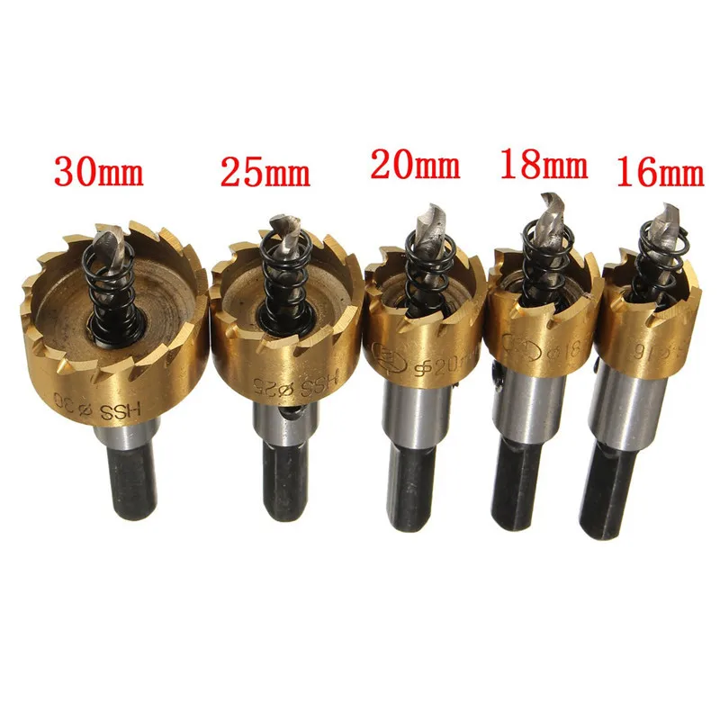 5PC 1 SET Hole Saw Kit HSS Steel Drill Bit Hole Saw Set Cutter Tool For Wood Metal Alloy 16 18.5 20 25 30mm
5PC 1 SET Hole Saw Kit HSS Steel Drill Bit Hole Saw Set Cutter Tool For Wood Metal Alloy 16 18.5 20 25 30mm
