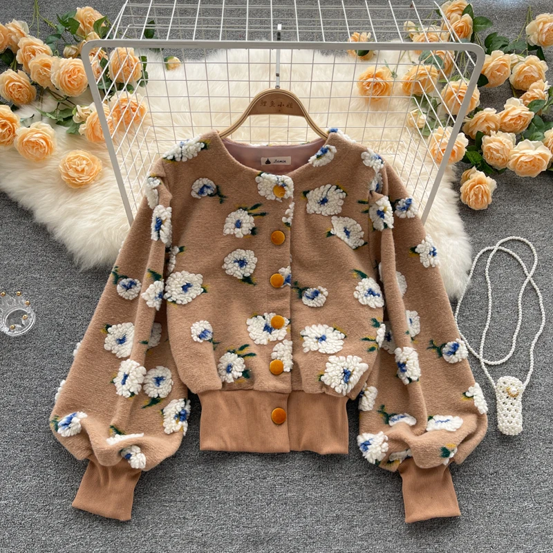 New Pink Stylish Temperament 3D Flower Jacket Lantern Sleeve Slim Waist Coat Female 2021 Fall Winter Plush O-neck Women Jackets
New Pink Stylish Temperament 3D Flower Jacket Lantern Sleeve Slim Waist Coat Female 2021 Fall Winter Plush O-neck Women Jackets
