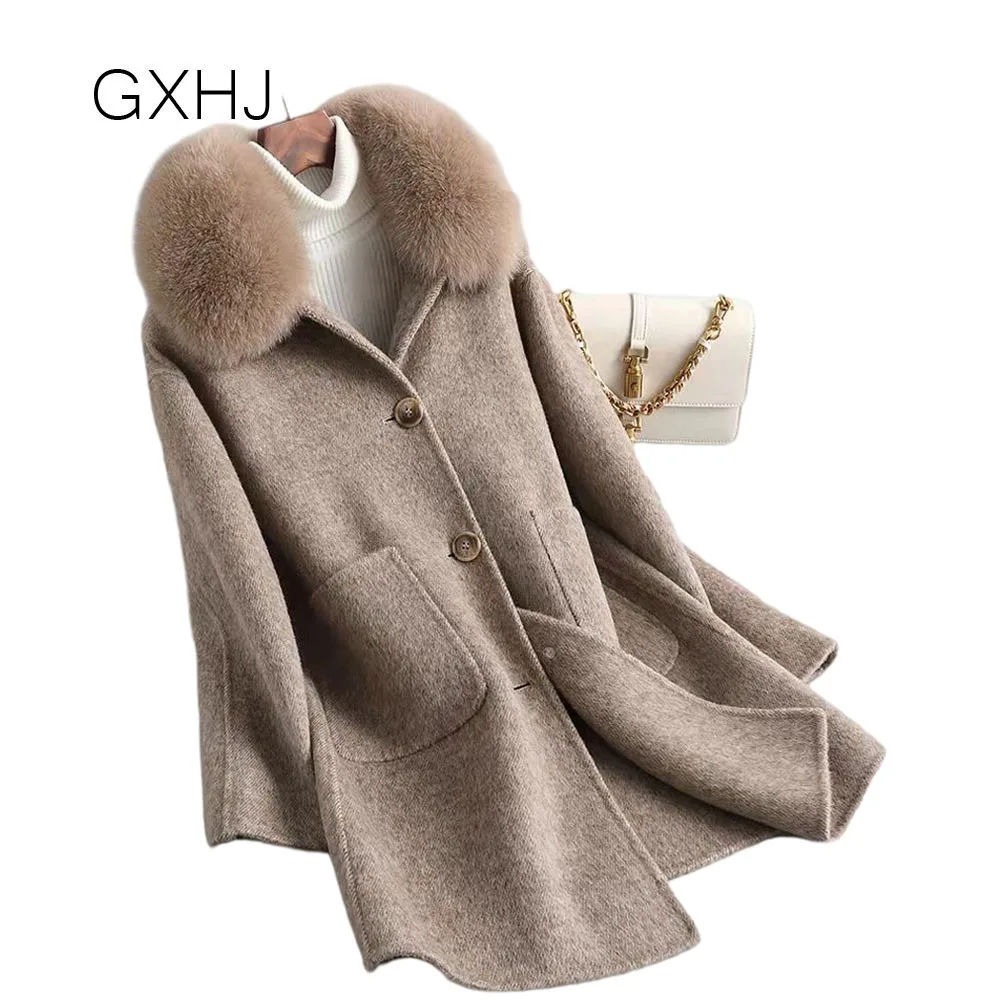 GXHJ women wool coat Mid-length fashion cashmere coat women's high-end woolen coat Office Ladies Vintage Overcoat Jackets Parka
GXHJ women wool coat Mid-length fashion cashmere coat women's high-end woolen coat Office Ladies Vintage Overcoat Jackets Parka