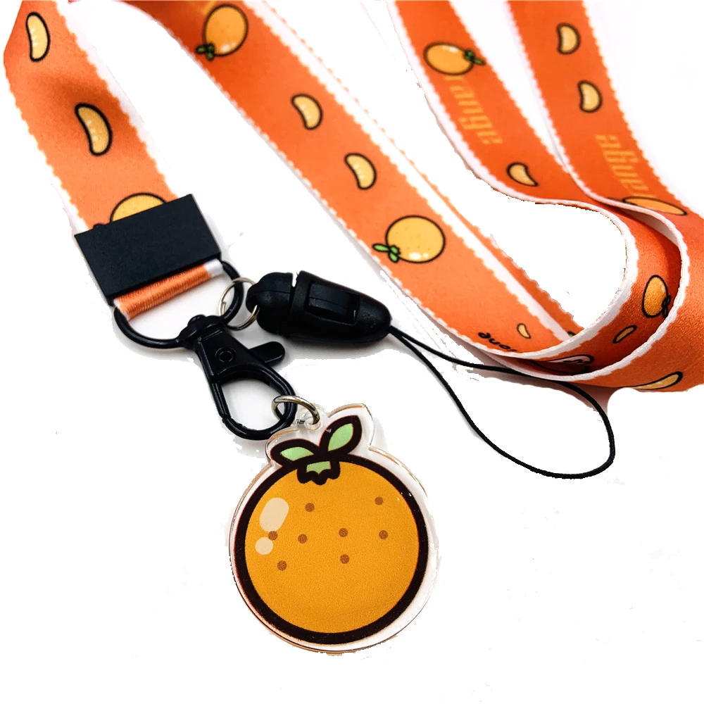 Милый шнурок с фруктами для ключей Милые оранжевые ремешки телефона USB-брелок