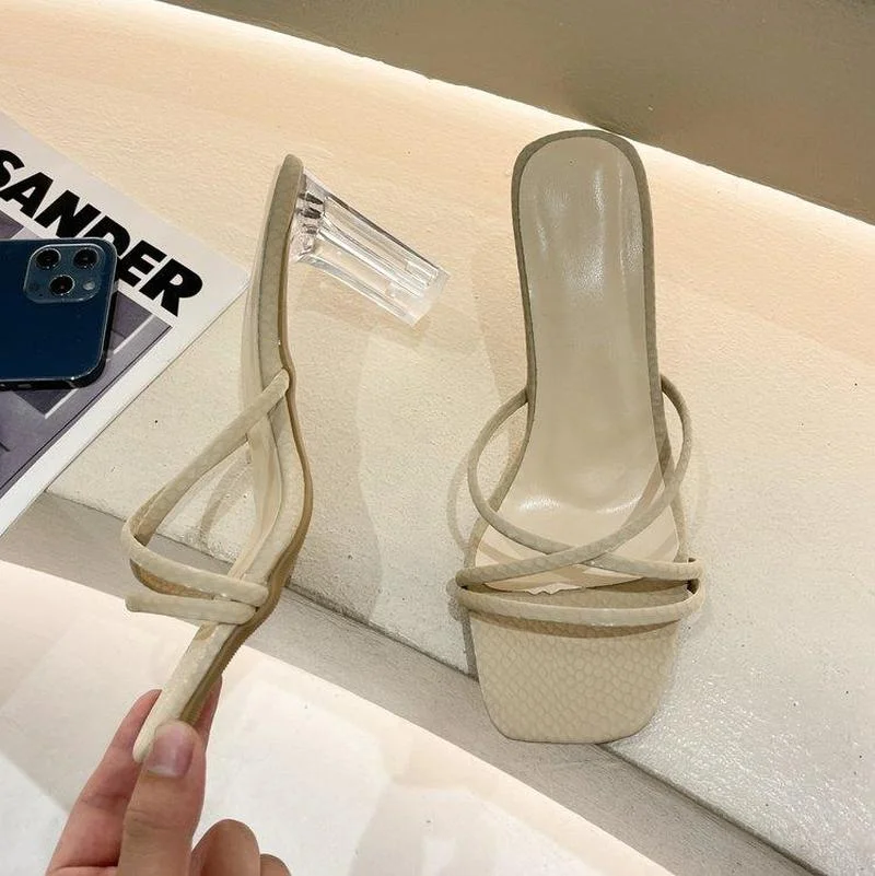 Mature New Women's Slippers 2021 Fashionable and Simple Cross Vamp Elegant and Versatile Sweet High-heeled Women's Slippers 
Mature New Women's Slippers 2021 Fashionable and Simple Cross Vamp Elegant and Versatile Sweet High-heeled Women's Slippers