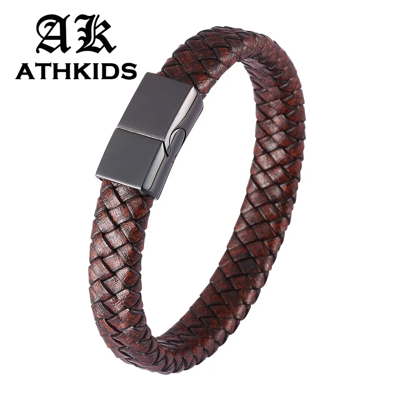 Vintage Brown Leather Braided Bracelet Men Jewelry 3 Colors Fashion Stainless Steel Magnetic Buckle Male Wrist Band Bangles 0450
Vintage Brown Leather Braided Bracelet Men Jewelry 3 Colors Fashion Stainless Steel Magnetic Buckle Male Wrist Band Bangles 0450