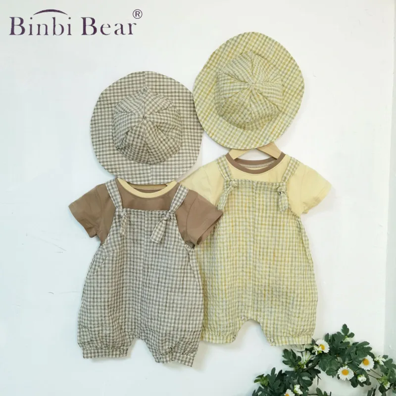 Summer Three-piece Baby Toddler Girl Boys Kids Clothes Short-sleeved Overalls For Men And Women With Hooded Suit Pour Enfants
Summer Three-piece Baby Toddler Girl Boys Kids Clothes Short-sleeved Overalls For Men And Women With Hooded Suit Pour Enfants