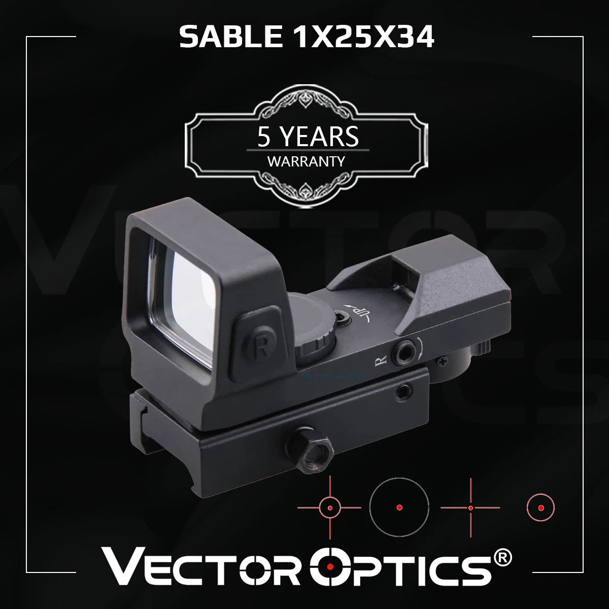 Vector Optics Sable 1x25x34 Tactical 4 Reticles Green Red Dot Sight Quick Release Digital Control Gun Scope QD Weaver Mount
Vector Optics Sable 1x25x34 Tactical 4 Reticles Green Red Dot Sight Quick Release Digital Control Gun Scope QD Weaver Mount