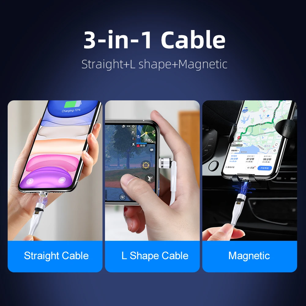 CASEIER 540 Rotate Magnetic Charging Cable For Mobile Phone 3A Fast Charging Type-C Wire Micro USB Cable For Cell Phone Charger
CASEIER 540 Rotate Magnetic Charging Cable For Mobile Phone 3A Fast Charging Type-C Wire Micro USB Cable For Cell Phone Charger