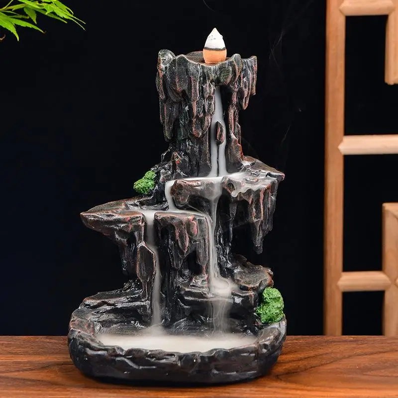 

Multi style Mountains River Waterfall Zen Incense Burner Fountain Backflow Aroma Smoke Censer Holder Office Home Unique Crafts