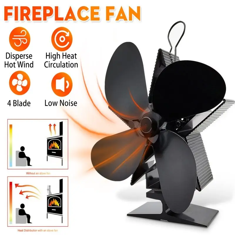 Black Fireplace 4 Blades Heat Powered Stove Fan Log Wood Burner Quiet Home Fireplace Fan Efficient Heat Distribution
Black Fireplace 4 Blades Heat Powered Stove Fan Log Wood Burner Quiet Home Fireplace Fan Efficient Heat Distribution
