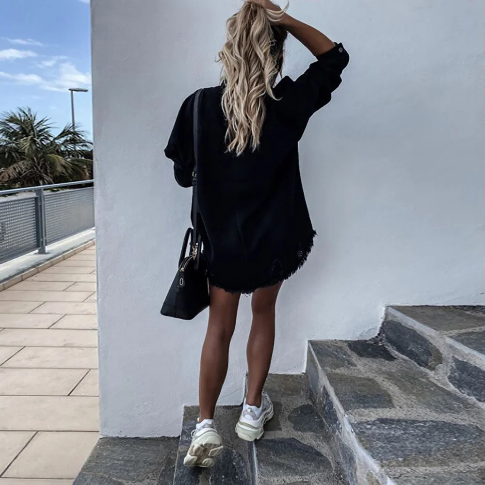 Spring Autumn Fashion Boyfriend Denim Shirts Jackets Coats Ripped Hole Casual Loose Button Jeans Blouses Women Outerwear Tops
Spring Autumn Fashion Boyfriend Denim Shirts Jackets Coats Ripped Hole Casual Loose Button Jeans Blouses Women Outerwear Tops