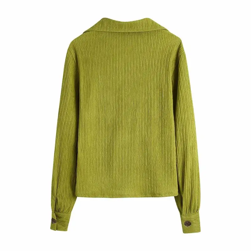 ZA Summer Women Folds Blouse 2021 New Arrival Long Sleeve Turn Down Collar Loose Cardigan Solid Shirt Jumper 
ZA Summer Women Folds Blouse 2021 New Arrival Long Sleeve Turn Down Collar Loose Cardigan Solid Shirt Jumper