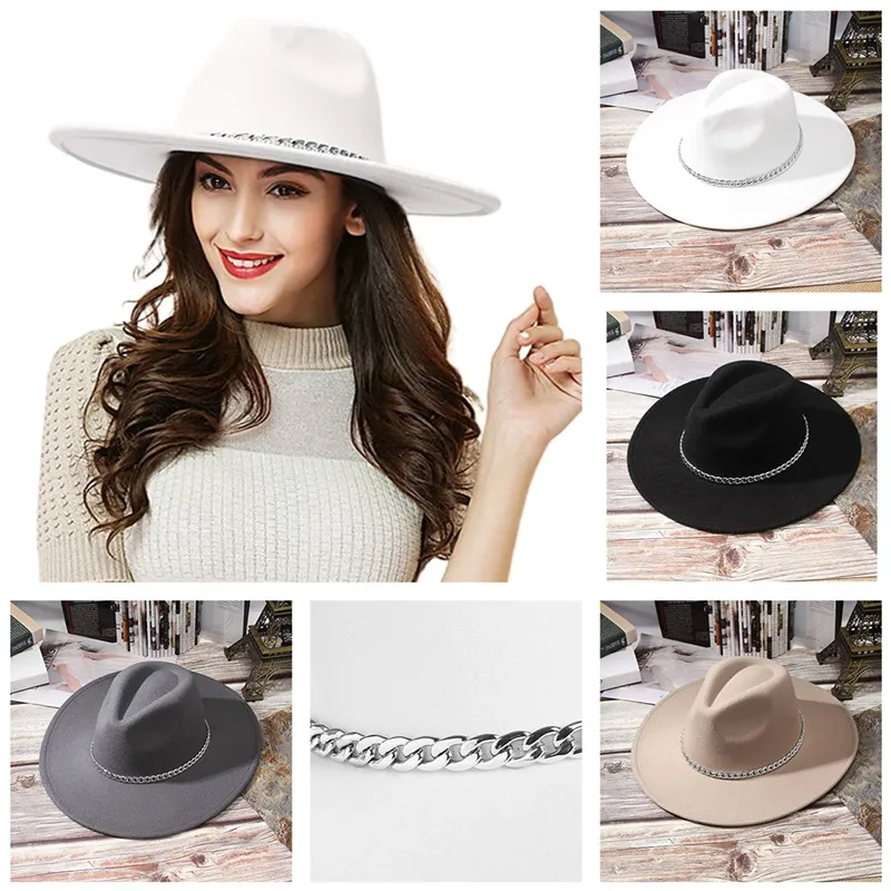 Women woolen Fedora Hat Men Winter Jazz Cowboy Hat With Chain jazz top hat ladies black light Panama
Women woolen Fedora Hat Men Winter Jazz Cowboy Hat With Chain jazz top hat ladies black light Panama