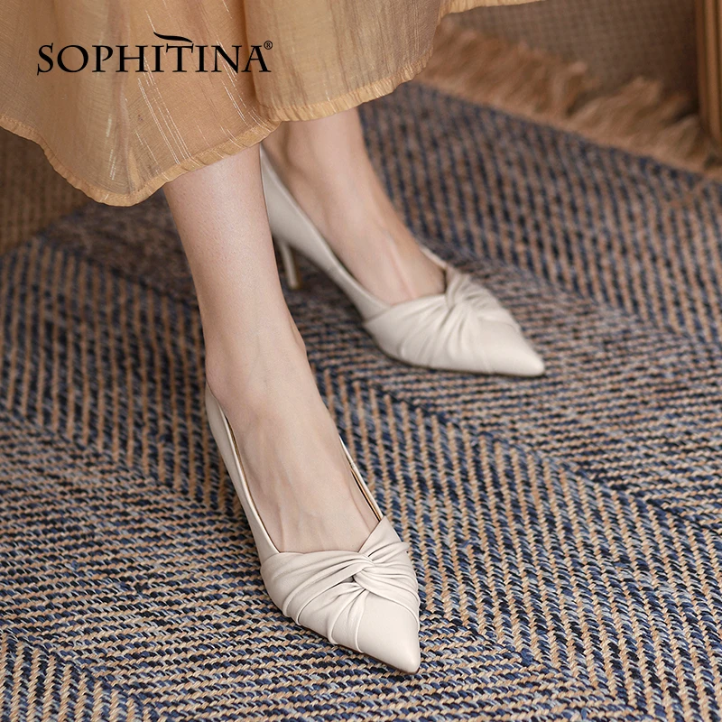 Женские туфли-лодочки на шпильке SOPHITINA, натуральная кожа, без застежек, Нескользящие, однотонные, дикая обувь, AO216
Женские туфли-лодочки на шпильке SOPHITINA, натуральная кожа, без застежек, Нескользящие, однотонные, дикая обувь, AO216