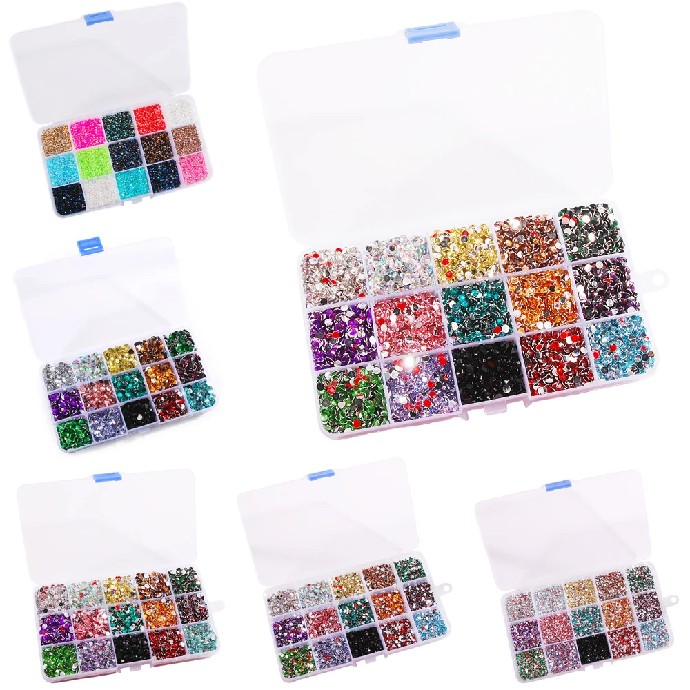 15 Grids/Box Mix Color Flat Back Resin Non Hotfix Stones Crystal Rhinestones Diy Decoration Glue On Clothes Nails
15 Grids/Box Mix Color Flat Back Resin Non Hotfix Stones Crystal Rhinestones Diy Decoration Glue On Clothes Nails