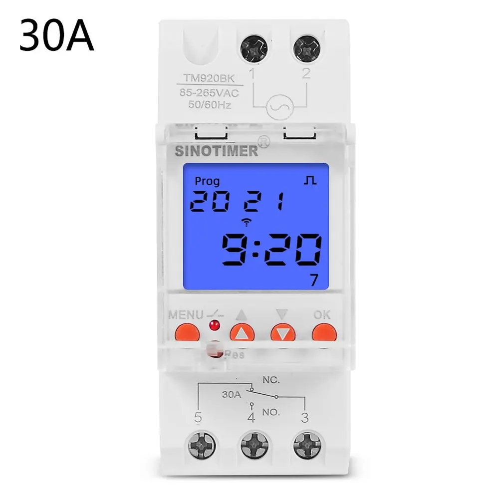 Power Input Multifunction Timer Controller AC 85V To 265V 30A With 10 Holiday Timer Setting With Backlight
Power Input Multifunction Timer Controller AC 85V To 265V 30A With 10 Holiday Timer Setting With Backlight