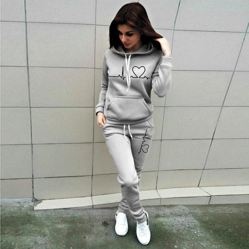 Fashion Love Printed Fleece Sports Suit Women's Autumn Winter Casual Hooded Pullover Sportswear Sets Long Thick Tracksuit 2 Pcs
Fashion Love Printed Fleece Sports Suit Women's Autumn Winter Casual Hooded Pullover Sportswear Sets Long Thick Tracksuit 2 Pcs