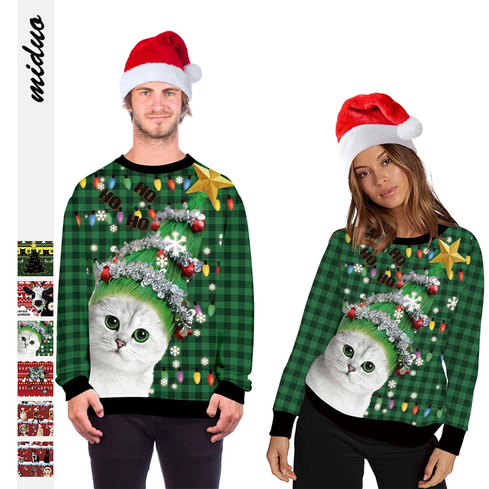 Christmas Cat digital printing couple autumn long sleeve round neck sweater loose Pullover men sweater women sleeve top
Christmas Cat digital printing couple autumn long sleeve round neck sweater loose Pullover men sweater women sleeve top