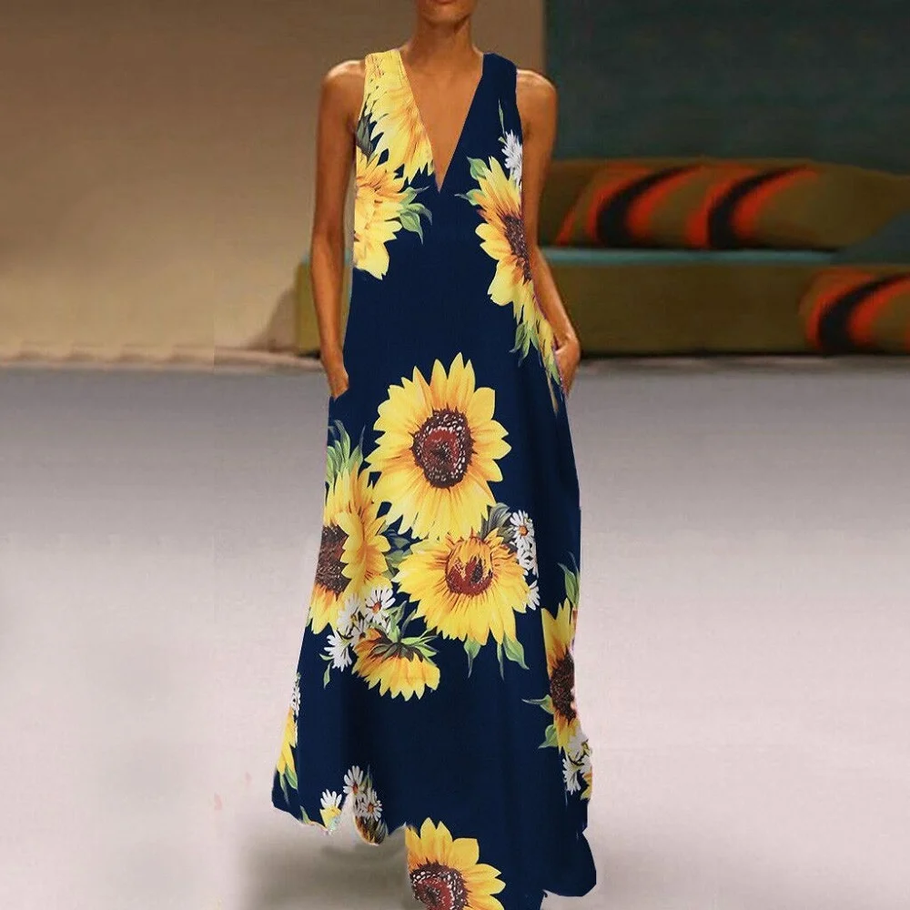 Women's New Fashion Plus Size Dress Vestidos Printed Sundress Bohemain Casual Maxi Dress Sleeveless V Neck Summer Robe Femme
Women's New Fashion Plus Size Dress Vestidos Printed Sundress Bohemain Casual Maxi Dress Sleeveless V Neck Summer Robe Femme