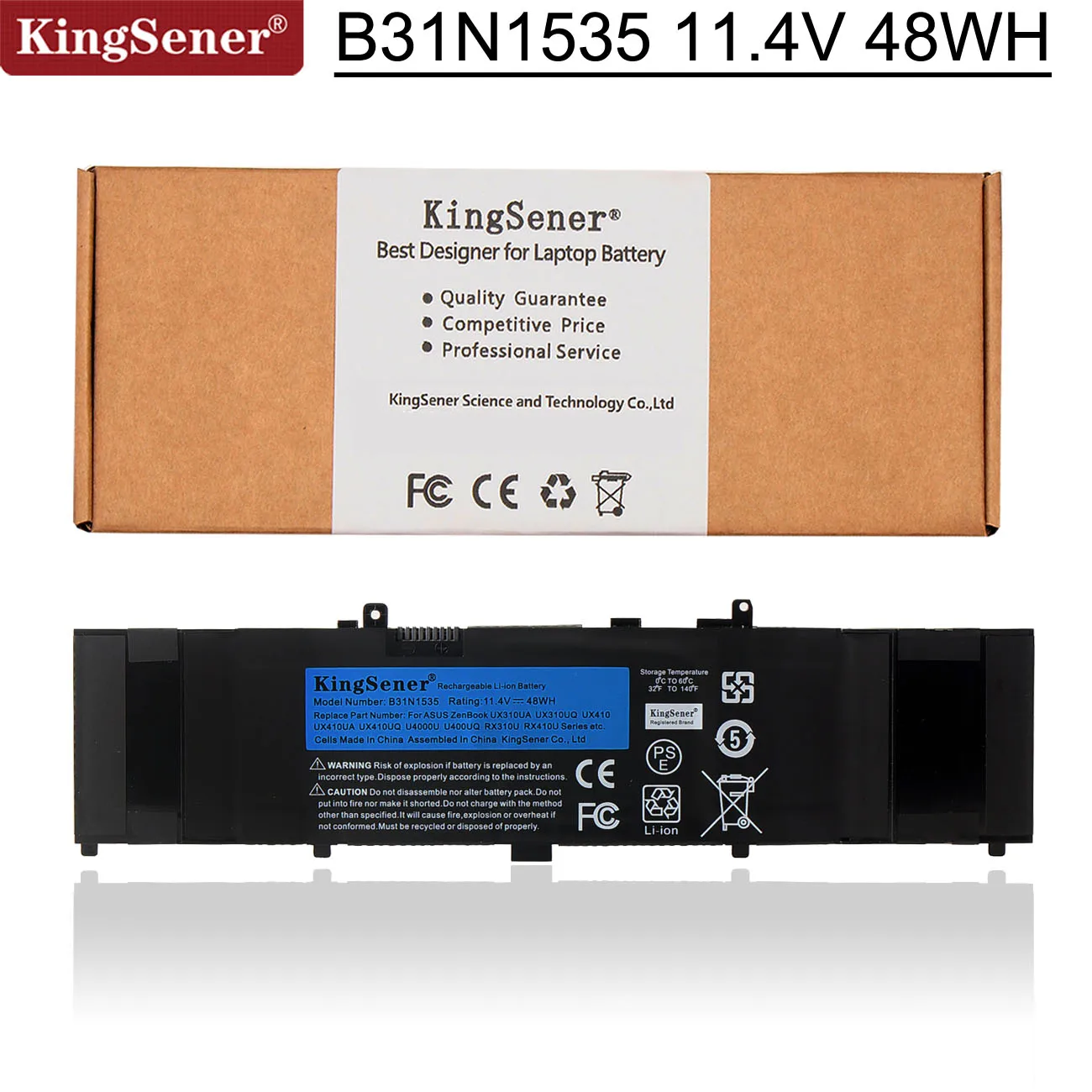 Kingsener B31N1535 Laptop Battery For ASUS ZenBook UX310 UX310UA UX310UQ UX410 UX410UA UX410UQ U4000U U400UQ RX310U 11.4V 48WH
Kingsener B31N1535 Laptop Battery For ASUS ZenBook UX310 UX310UA UX310UQ UX410 UX410UA UX410UQ U4000U U400UQ RX310U 11.4V 48WH