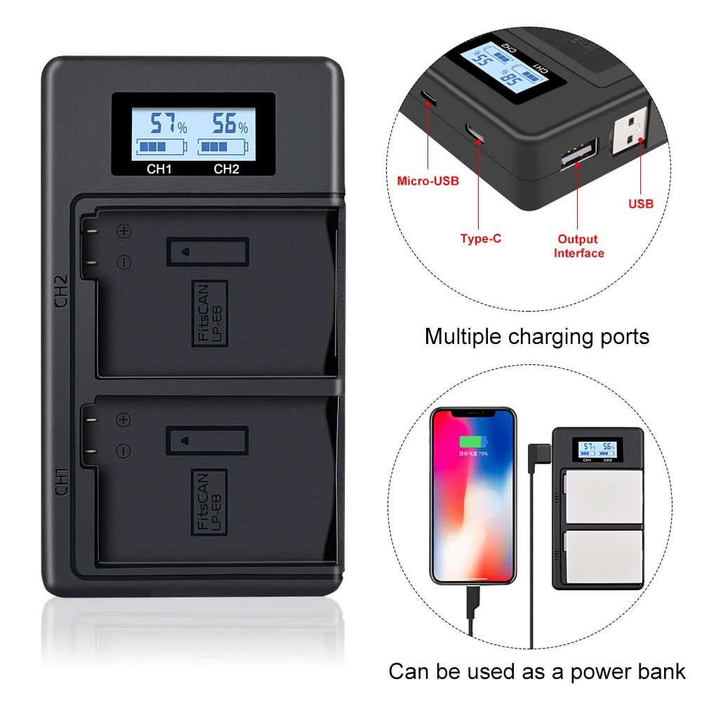 PUENDI LC-E8E LP-E8 Battery Charger for Canon EOS 550D 600D 650D 700D Rebel T2i T3i T4i T5i Kiss X4 X5 DSLR Digital Camera
PUENDI LC-E8E LP-E8 Battery Charger for Canon EOS 550D 600D 650D 700D Rebel T2i T3i T4i T5i Kiss X4 X5 DSLR Digital Camera