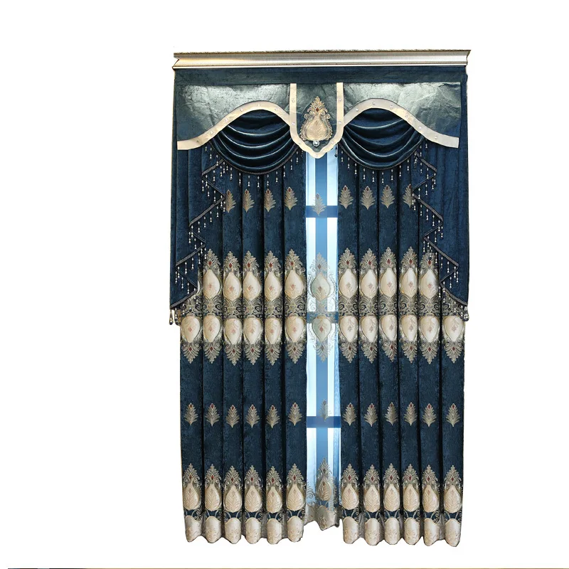 European Style Curtain for Living Room Luxurious Curtains for Bedroom Atmosphere New Embroidery Chenille Valance Curtain Blue
European Style Curtain for Living Room Luxurious Curtains for Bedroom Atmosphere New Embroidery Chenille Valance Curtain Blue