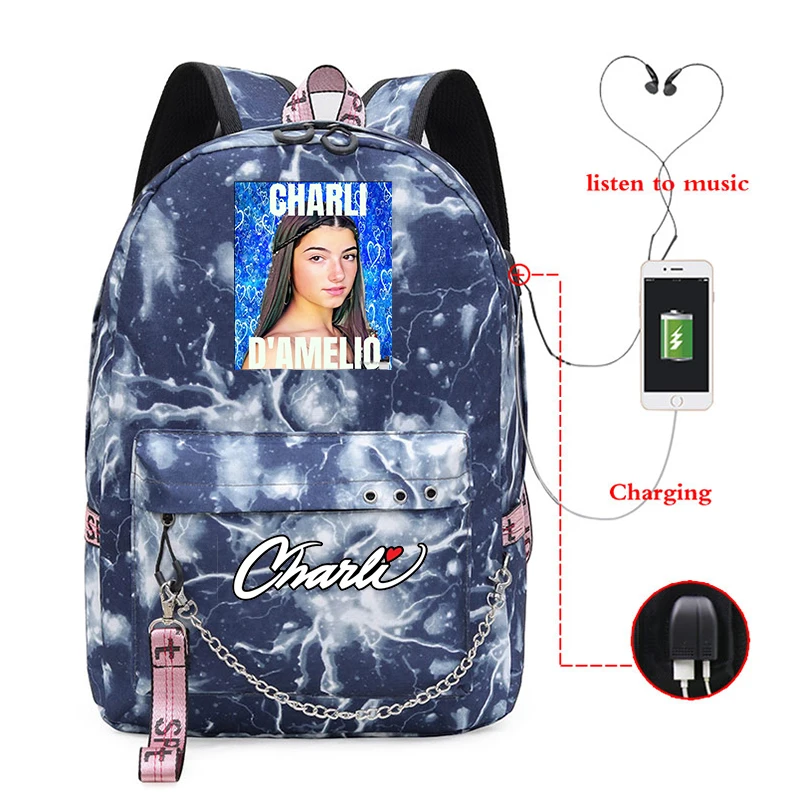 Backpacks Canvas School Bag Kawaii Charli D'Amelio Print Teenagers Casual Female Travel Bags Usb Charging Girls Backpack Bag
Backpacks Canvas School Bag Kawaii Charli D'Amelio Print Teenagers Casual Female Travel Bags Usb Charging Girls Backpack Bag